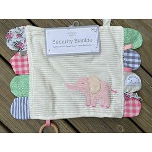 Modern Baby Pink Elephant Security Blanket Teether Taggie Crinkle Lovey Girl New